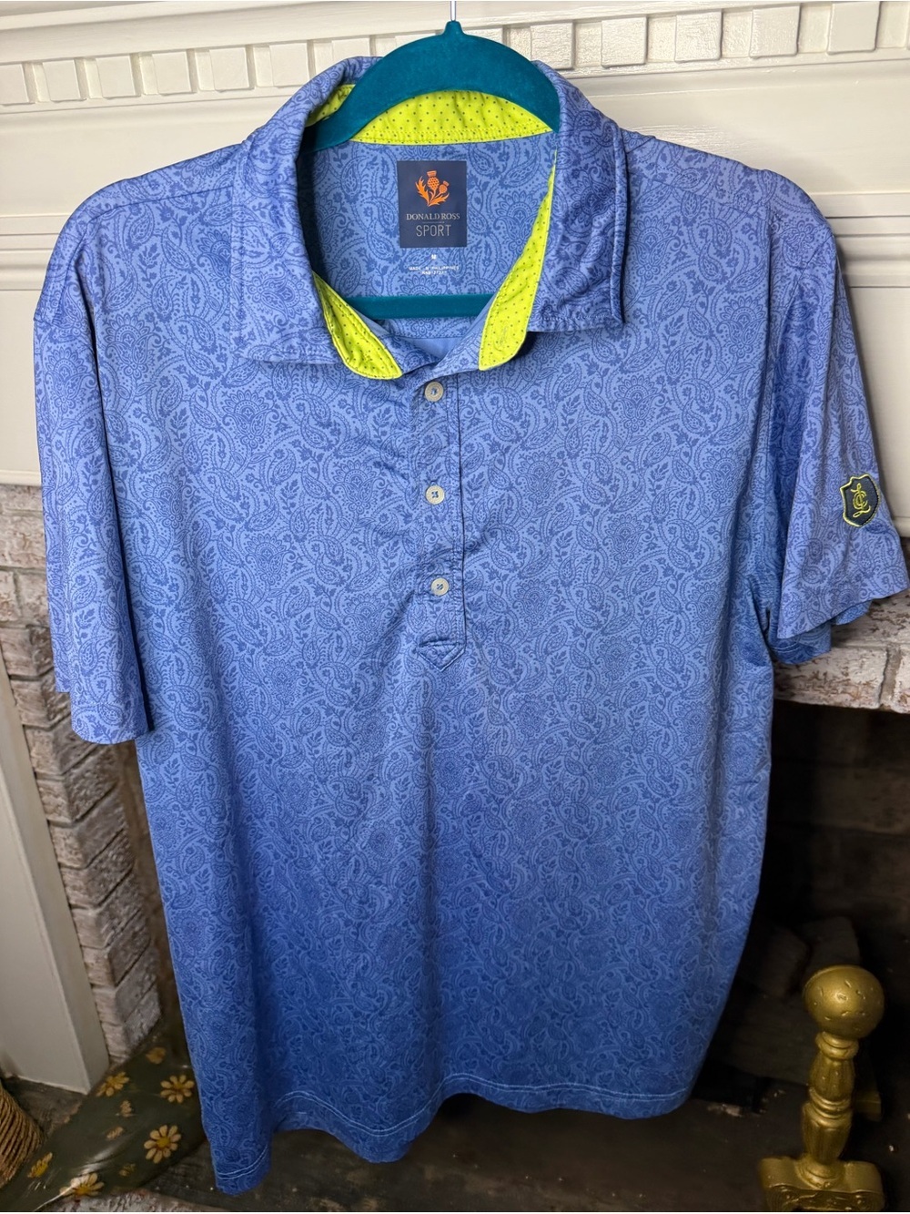 Donald Ross Sport Blue Paisley Performance Golf Polo Shirt Medium